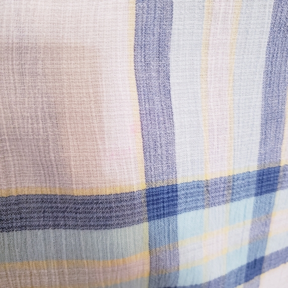 Patagonia Cotton Short Sleeve Button Up Shirt with Blue Plaid Pattern Size L - Picture 6 of 8